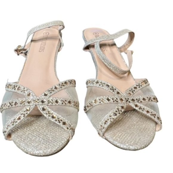 DREAM PAIRS Women Rhinestone and Mesh Ankle Strap 2.5" Heels Sz 9 Sparkly! - Picture 2 of 9